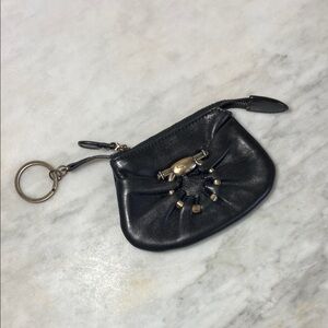 Salvatore Ferragamo Black Calfskin Mini Pouch Keychain / Bag Charm